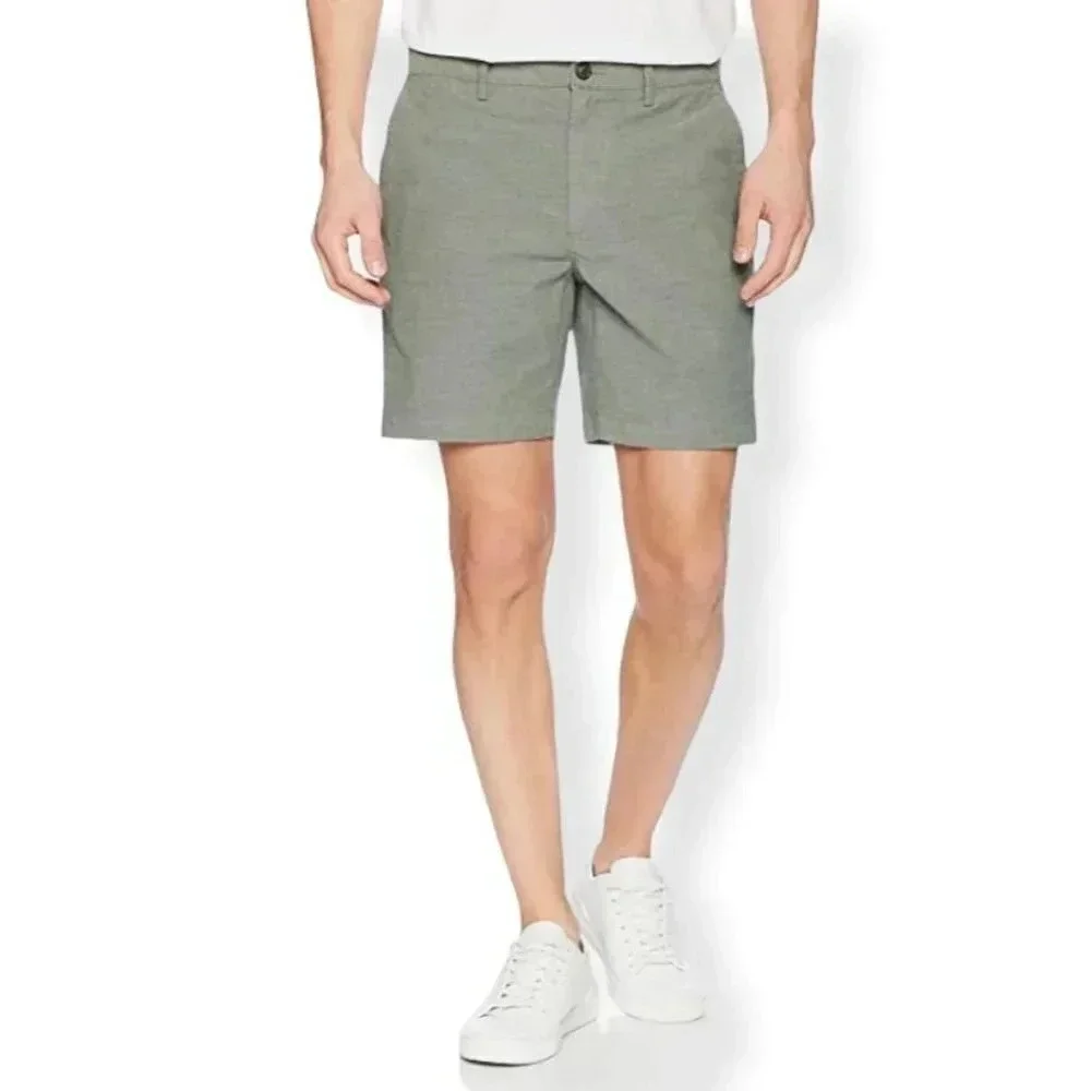 GoodthReads Olive Green Stretch Flat Front Size 30 Men's Short - Picture 2 of 12